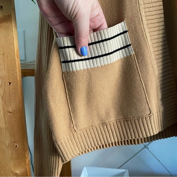 Club Monaco Tan Iced Latte Contrast Pocket Cardigan - Picture 10 of 16
